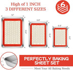 Baking Sheet with Silicone Baking Mat Set,CEKEE Stainless Steel Baking Sheet Pan Tray, Cookie Sheets for Baking, 6PCS Baking Supplies Bakeware Sets for Oven Making Cookies, Macaroons, Bread