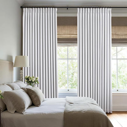 Pinch Pleated Linen White Blackout Curtains 108 Inches Long - Image 7