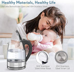 MegaWise Electric Kettle, 1.8L Borosilicate Glass Tea Kettle with LED Light, Auto Shut-Off and Boil-Dry Protection Cordless Kettle Fast Boiling