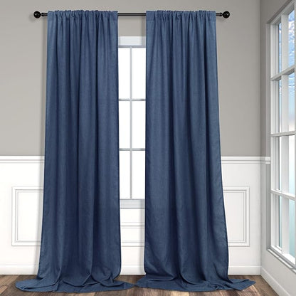 Navy Curtains 108 Inches Long for Living Room 2 Panels Set Back Tab Pocket - Image 8