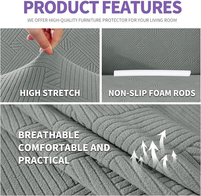 ZNSAYOTX Super Stretch Sofa Cover, New Striped Sofa Covers Fitted Slipcovers - Image 4