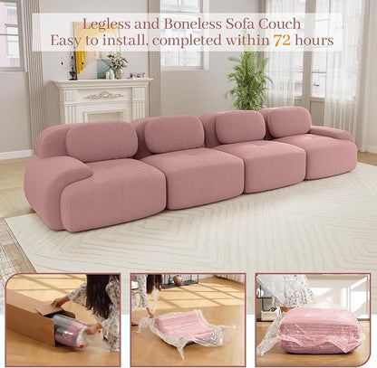 Boneless Sectional Couch, No Assembly Required, 152.7” Modular Cloud Sofa - Image 9