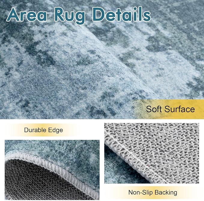 5x7 Ft Area Rugs for Living Room, Soft Non-Slip Washable Rugs Modern Abstract - Image 5