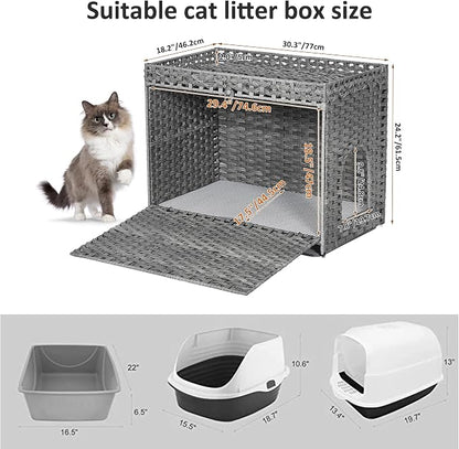 Cat Litter Box Enclosure with Soft Litter Mat; Hidden Kitten Washroom Furniture - Image 7