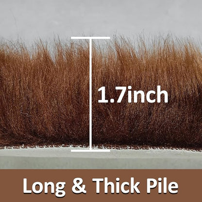 3ft Small Round Brown Rug, Thick Furry Fluffy Carpet - Image 2