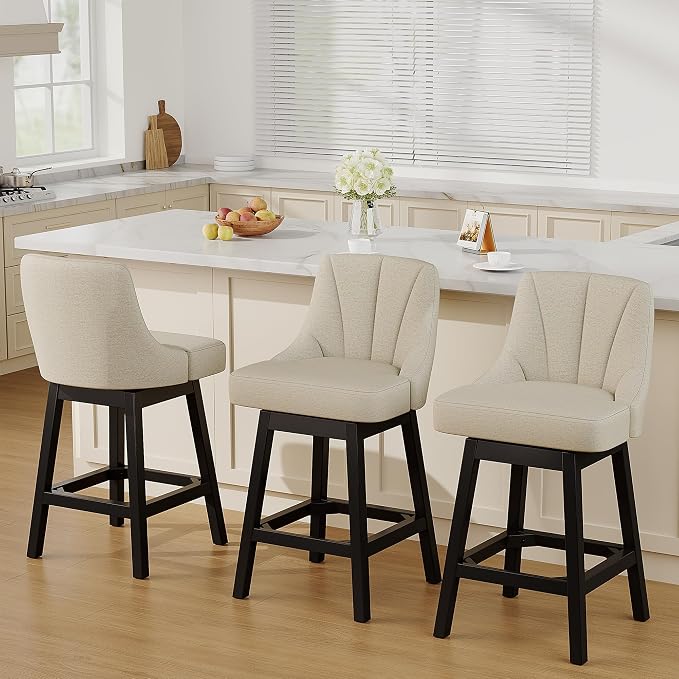 YaFiti Swivel Bar Stools Set of 3, 26 Inch Counter Height Bar Stools - Image 7