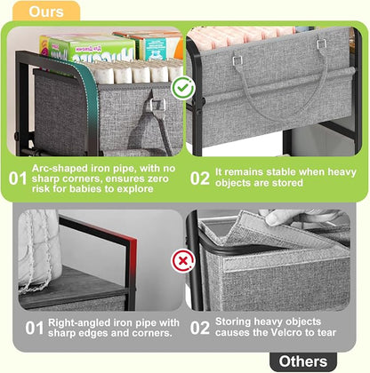 Cidaziya 2In1 Baby Diaper Caddy Organizer and Storage, 3 Tier Rolling Cart - Image 2