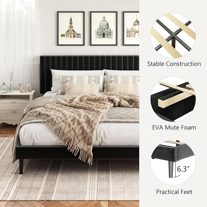 HAOARA King Size Bed Frame, King Size Platform Bed Frame and Velvet Upholstered - Image 4