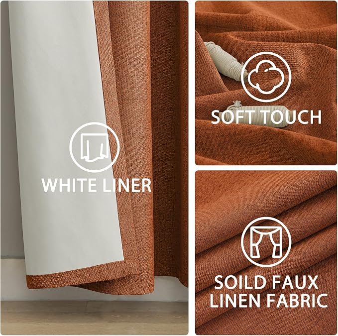 Yakamok Burnt Orange Linen Curtains 90 Inches Long - Image 6