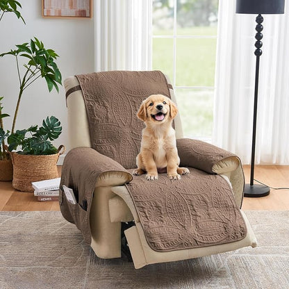 Toffee Quilted Recliner Covers, Waterproof Recliner Chair Covers, Lazy Boy by Pamhaven