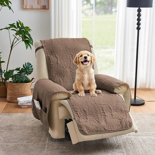 Toffee Quilted Recliner Covers, Camel Large Recliner Chair Covers, Lazy Boy by Pamhaven
