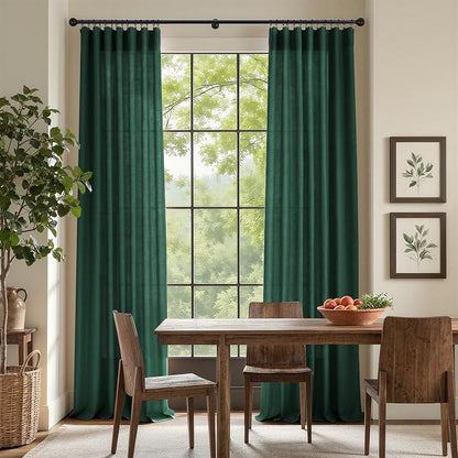 Pitalk Dark Green Curtains 63 Inch Length - Image 2