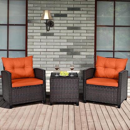 HAPPYGRILL 3 Pieces Patio Conversation Set, Outdoor Furniture Set PE Rattan - Image 2