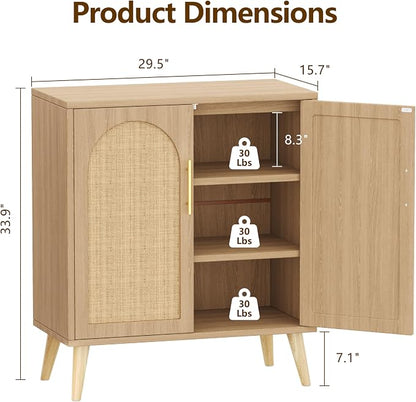 Set of 2 Rattan Buffet Cabinet - Image 9
