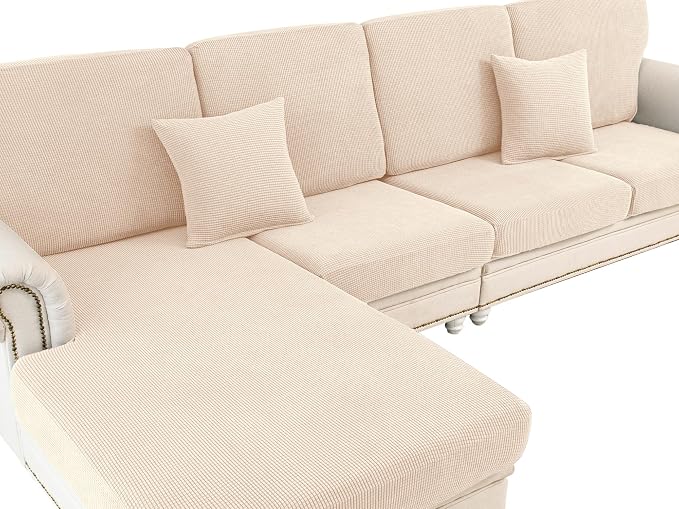 LA MEACK Couch Cushion Cover Loveseat Cover or 2 Seat Sofa Cover Washable by LA+MEACK