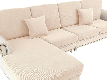 LA MEACK Couch Cushion Cover Chaise Lounge Cover Washable Separate Seat Chaise by LA+MEACK
