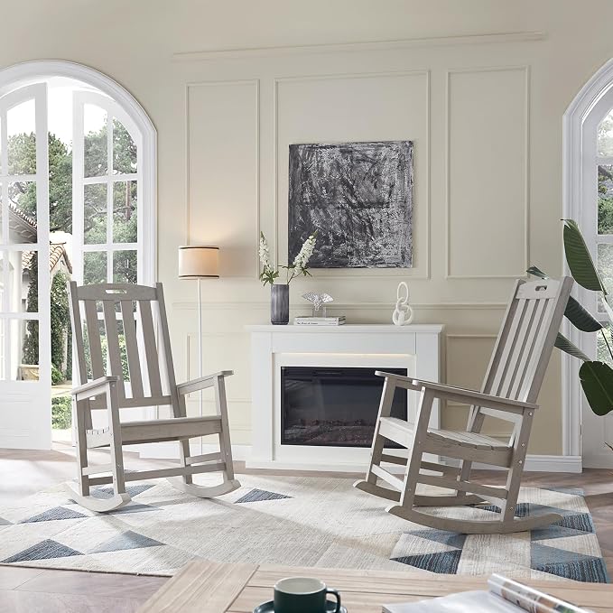 Psilvam Oversized Outdoor Rocking Chair Set of 2, Porch Rocker - Image 7