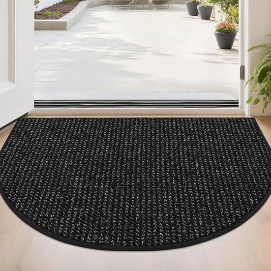 BEQHAUSE Dirt Trapper Door Mat 24" x 36" Half Circle Non Slip Rugs, Absorbent by BEQHAUSE