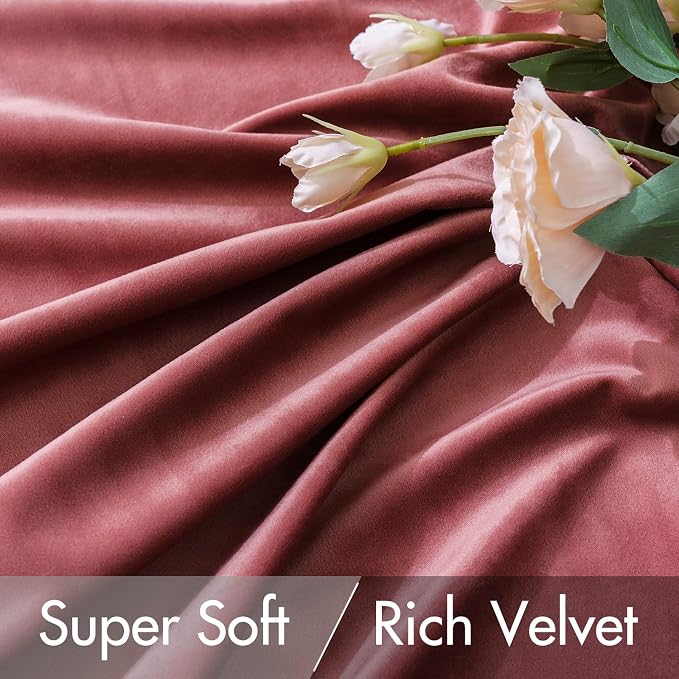 MIULEE Velvet Curtains 52x108 inches 2 Panels Dusty Rose Pink Curtains | Luxury - Image 4