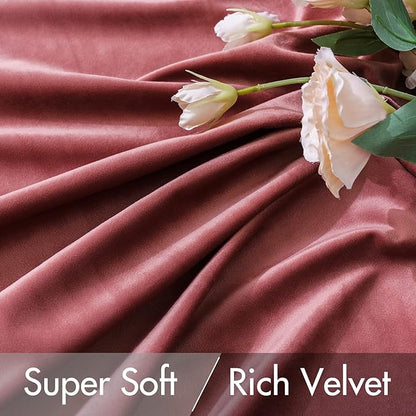 MIULEE Velvet Blackout Curtains 52x84 inches 2 Panels Dusty Rose Pink | Luxury - Image 4