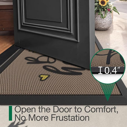 LUMI Outside Welcome Door Mat 36x59, Non-Slip Durable Rubber Easy Clean | Bee - Image 3