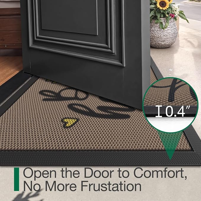 LUMI Outside Welcome Door Mat 17x30, Non-Slip Durable Rubber Easy Clean | Bee - Image 3