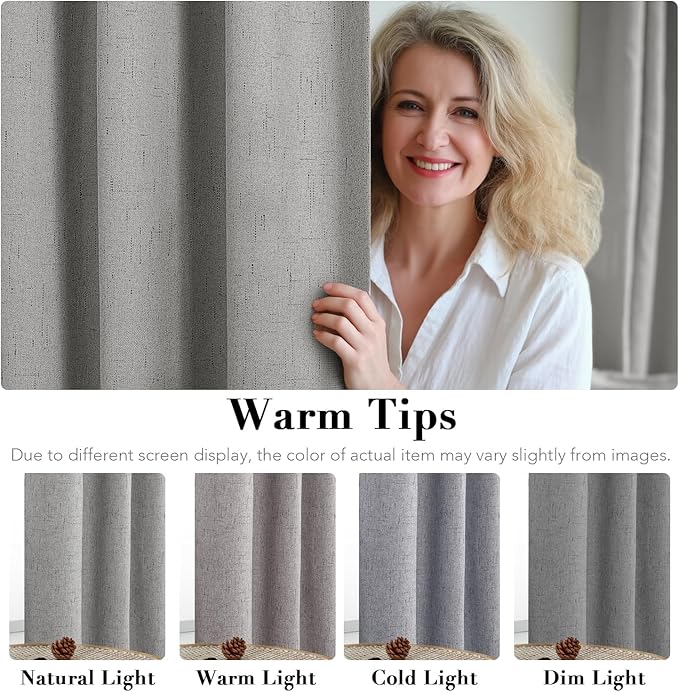 H.VERSAILTEX Linen Blackout Curtains 45 Inches Long 100% Blackout Thermal - Image 5