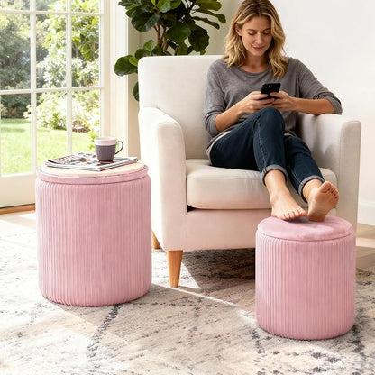 CAROLMADE Set of 2 Round Ottoman - Image 3