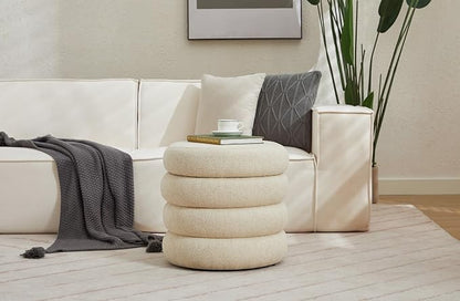 Flouki 19.5" Storage Ottoman Round, Vanity Stools - Image 3