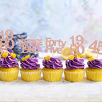 Gyufise 24Pcs 45th Birthday Cupcake Toppers Glitter Cheers to 45 Fabulous Forty Five Vintage 1980 Cupcake Picks 45th Birthday Wedding Anniversary Party Cake Decorations Supplies Rose Gold