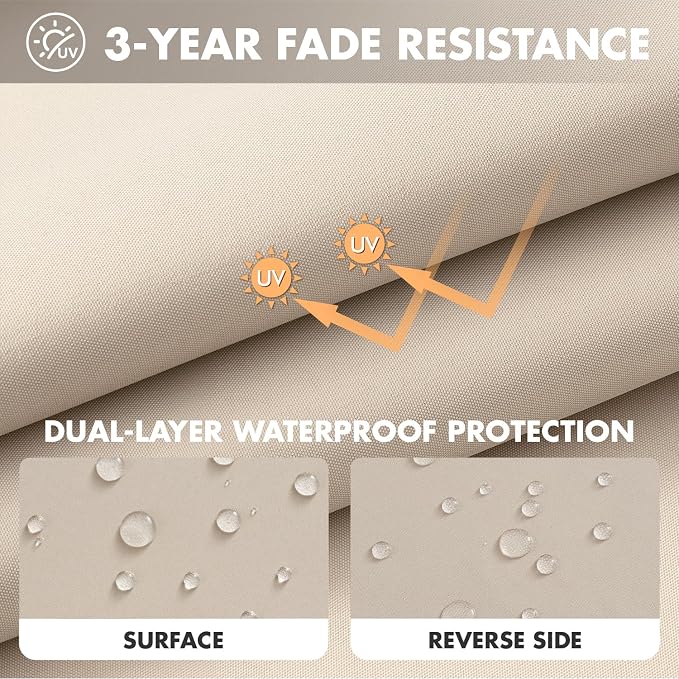 MIULEE Beige Outdoor Seat Cushion 22x24 Inch Waterproof & 3 Year Fade Resistant - Image 3