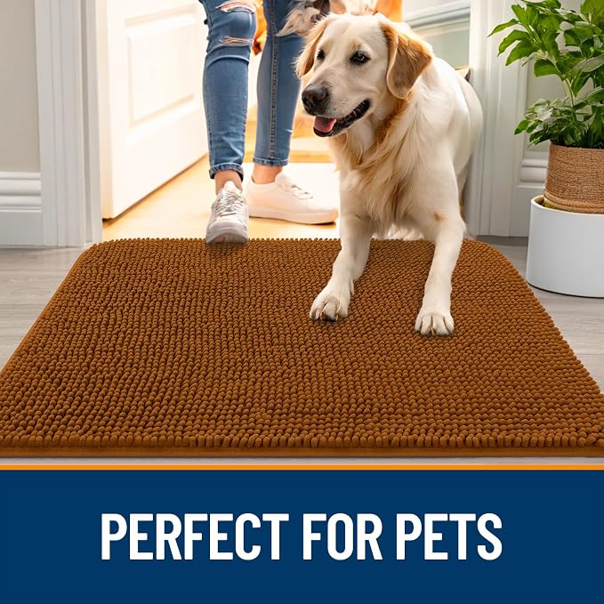 OLANLY Dog Door Mat for Muddy Paws 44x24, Super Absorbent Chenille Mud Mat | - Image 6
