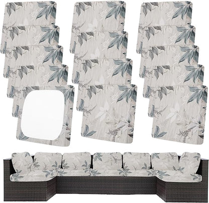 14Pcs Patio Cushion Covers, Outdoor Stretch Cushion Covers, Washable | Stretch by Unknown