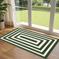 Front Door Mat Indoor Entrance 2x4.3 Modern Green White Striped Rug | Washable by Othilic