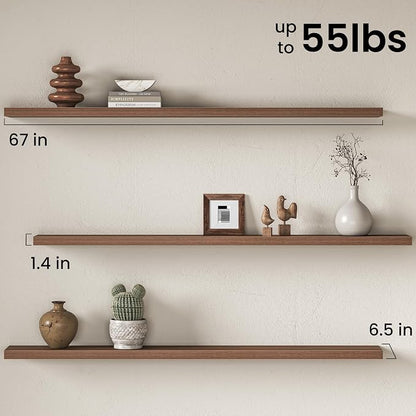 Fun Memories 67 Inch Fireplace Mantel Shelf, Deep Floating Shelves - Image 3