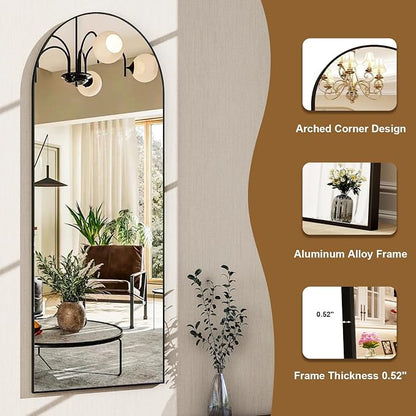 HARRITPURE 59"x16" Arched Full Length Mirror, Arch Floor Mirror - Image 3