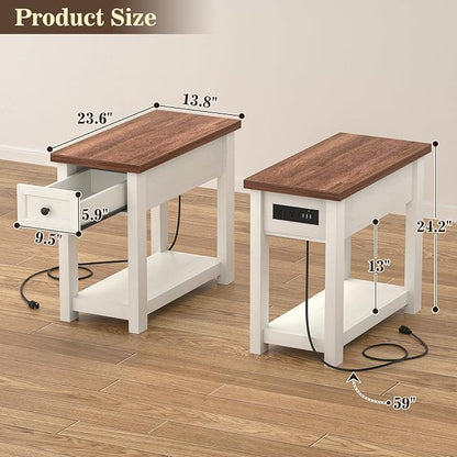 Narrow End Table with Charging Station - Image 3