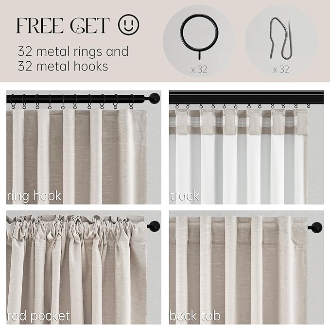 Topfinel Linen Beige Blackout Curtains 84 Inch Long 2 Panels, Linen Blend - Image 4