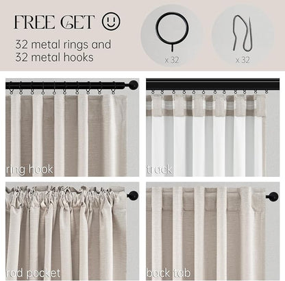 Beige Color Blackout Curtains 90 Inch Long 2 Panels, Back Tab Pleated Heading - Image 4