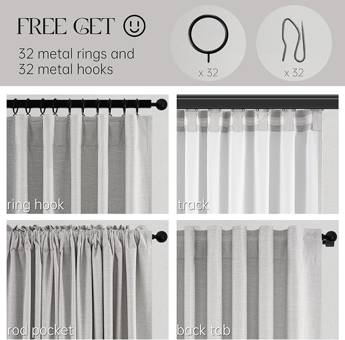 Topfinel Grey Beige 78 Inch Long Curtains - Image 3