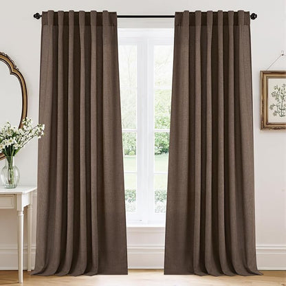 RYB HOME Sheer Curtains 102 inches, Extra Long Floor to Ceiling Curtains | Half by RYBHOME