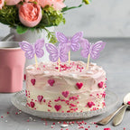 Chinco 48 Pcs Butterfly Cupcake Toppers Assembled Double Layer Cupcake Topper 3D Glitter Cake Topper Butterfly Cocktail Pick Decoration for Baby Shower Birthday Wedding(Purple,Classic Style)