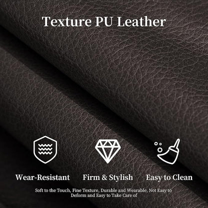 Faux Leather Sofa, Mid Century Modern Leather Upholstered Deep Loveseats - Image 6