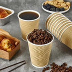 12 OZ Coffee Cups, 80 Count Insulated Ripple Wall Paper Hot Coffee Cups for Hot Beverage