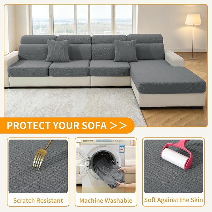 XINEAGE Couch Cushion Covers, Loveseat Sofa Seat Slipcovers - Image 6