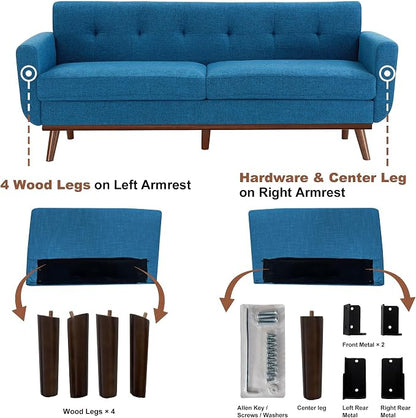 Kingfun 77.2" W Loveseat Sofa, Mid Century Modern Decor Love Seat Couches - Image 8