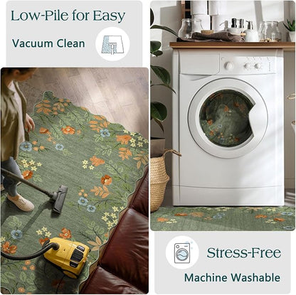 Sage Green Floral Entry Rug - Image 5