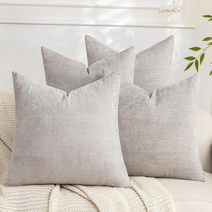 Set of 4 Soft Textured Decorative Throw Pillow Covers 20x20 Inch Cozy Farmhouse by Cozoomy