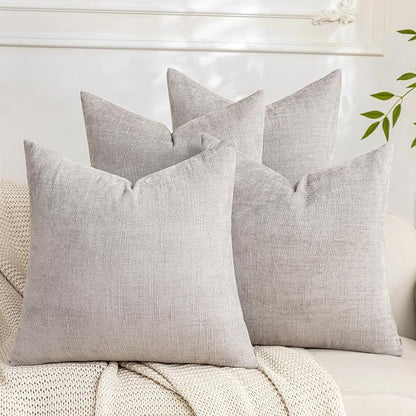 Set of 4 Soft Textured Decorative Throw Pillow Covers 22x22 Inch Cozy Farmhouse by Cozoomy