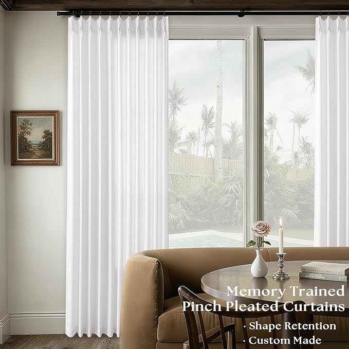White Pinch Pleated Extra Wide Curtain Panels 90 Inches Long 72 Wide | Semi - Image 6
